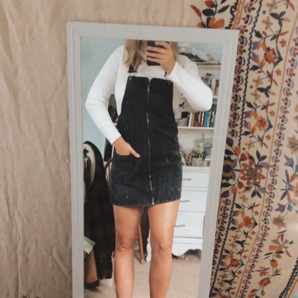 Zip up denim over-all dress!